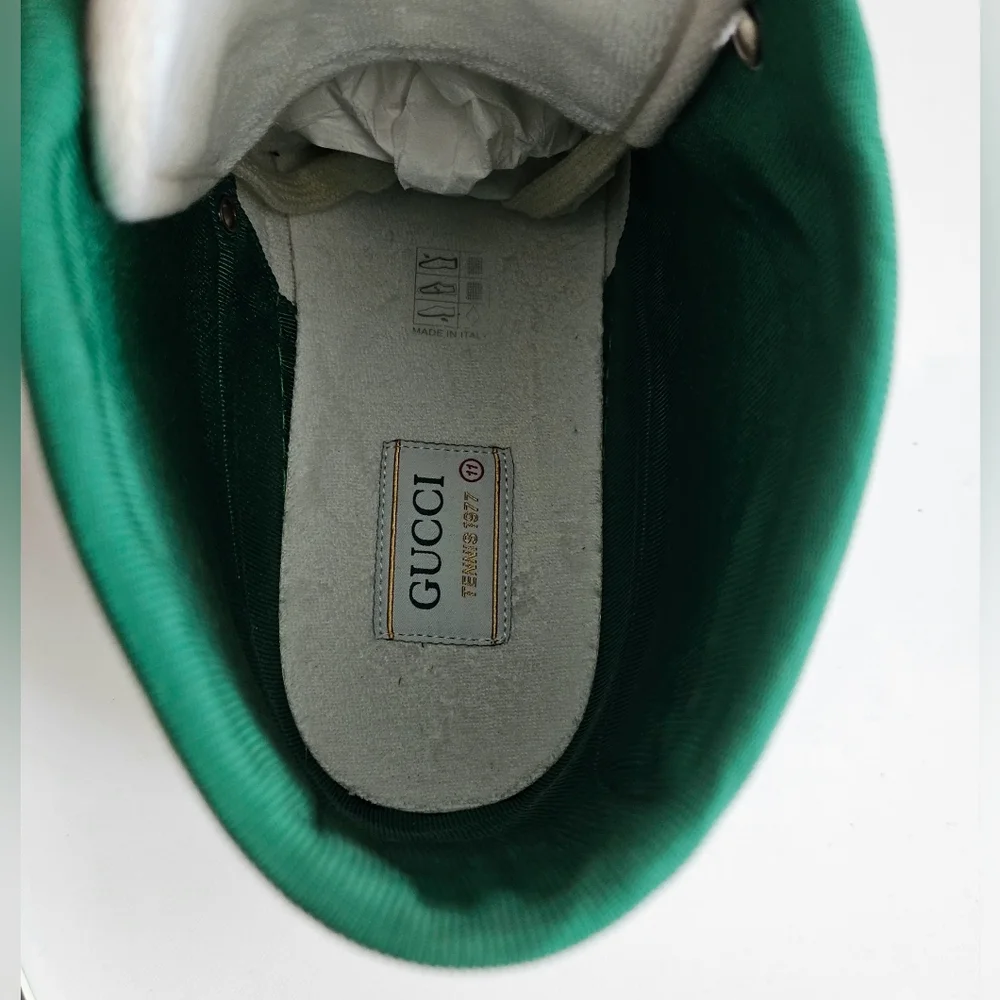 New Gucci Men's GG Tennis 1977 Brown High-Top Sneakers - Size 11